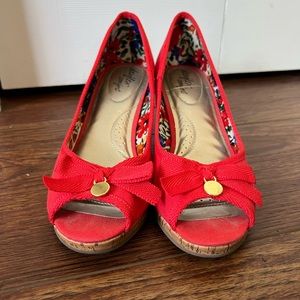 Red Peep-Toe Wedge 9.5